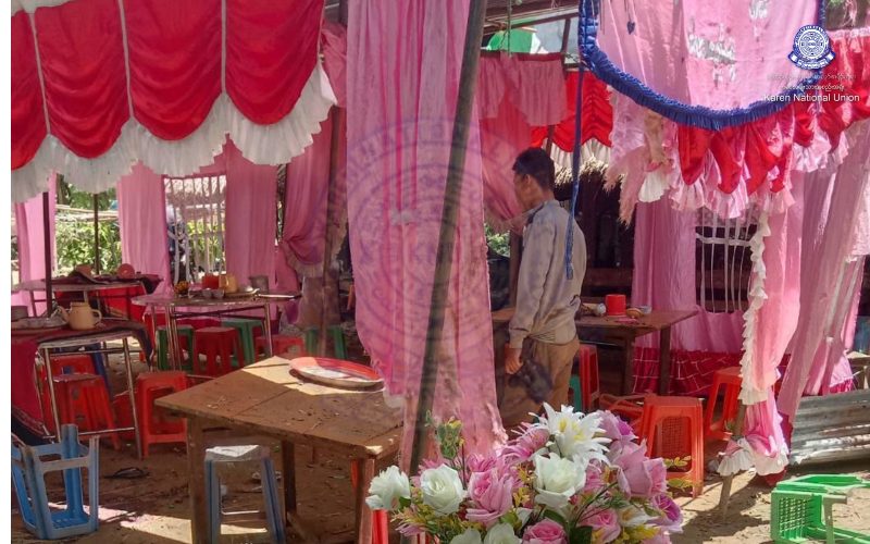 မင်္ဂလာဆောင်ပွဲ ကျင်းပနေချိန် လေကြောင်းတိုက်ခိုက်ခံရသည့်အတွက် (၁၂) ဦးသေဆုံးပြီး (၃၇) ဦးဒဏ်ရာရရှိ